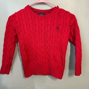 Polo by Ralph Lauren Red cable knit sweater kids size 6